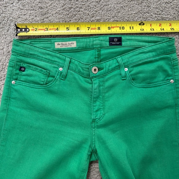 AG Adriano Goldschmied the Stevie Ankle Jeans Slim Straight Size 29 Kelly Green - Picture 4 of 11